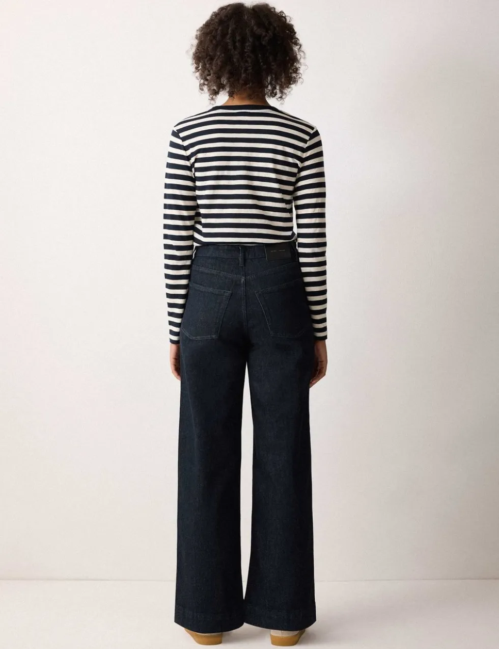 High Waisted Patch Pocket Wide Leg Jeans