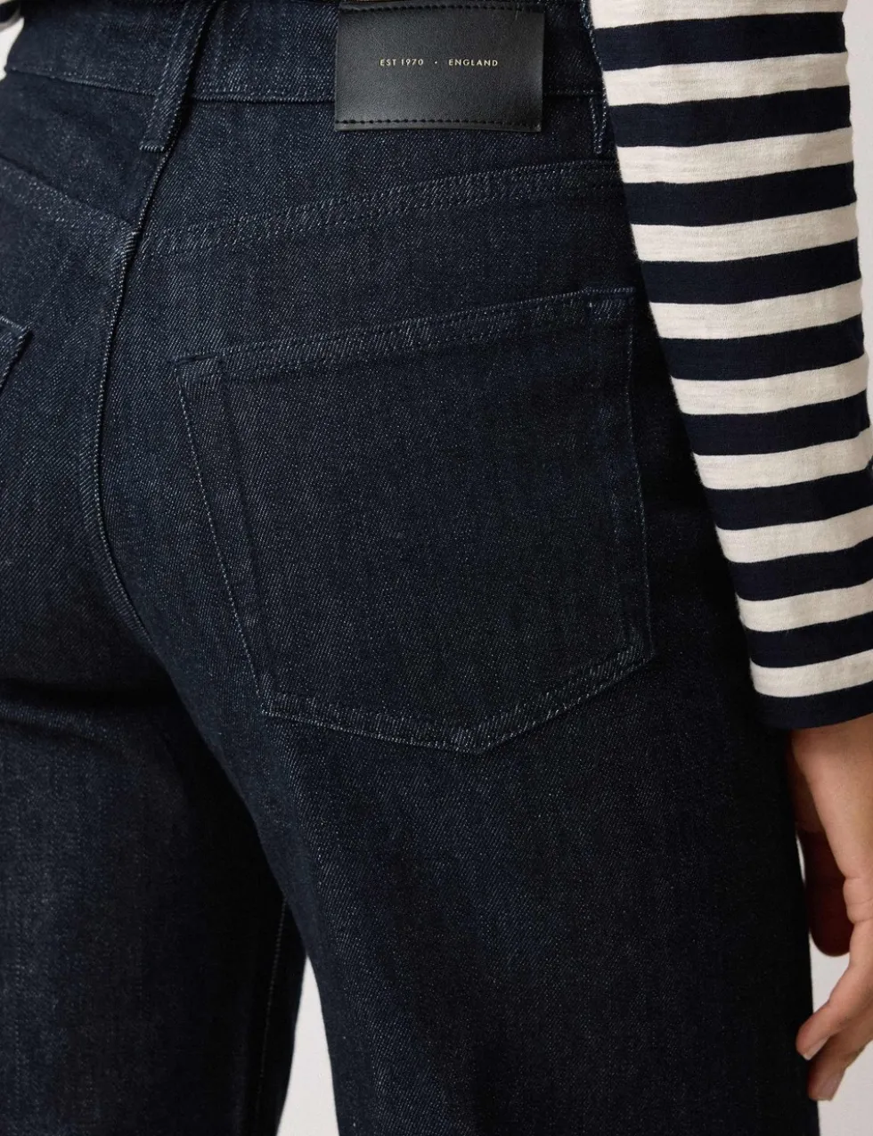 High Waisted Patch Pocket Wide Leg Jeans