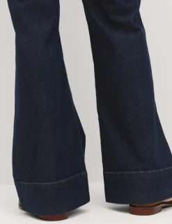 High Waisted Patch Pocket Flared Jeans