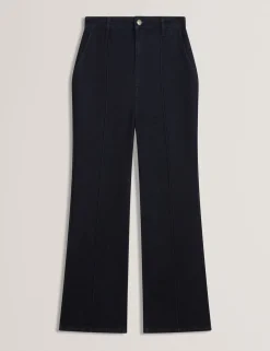 High Waisted Pintuck Flared Jeans