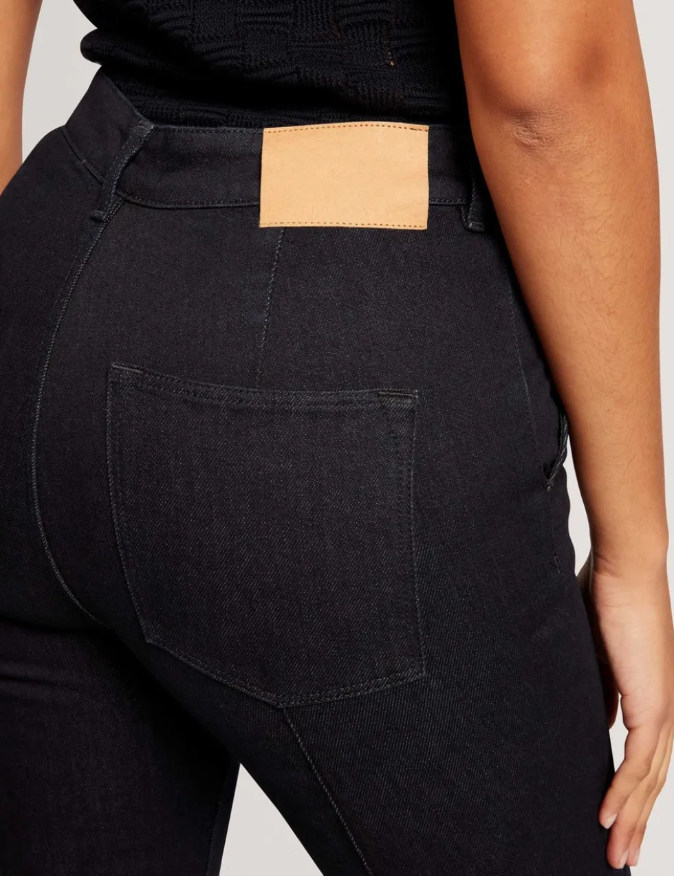 High Waisted Pintuck Flared Jeans