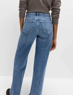 High Waisted Pintuck Wide Leg Jeans