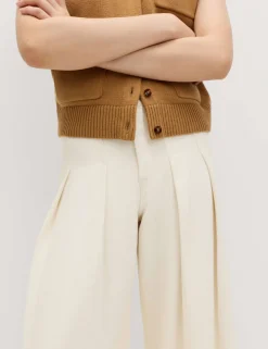 High Waisted Pleated Palazzo Jeans