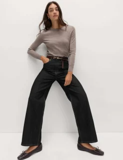High Waisted Smart Wide Leg Jeans