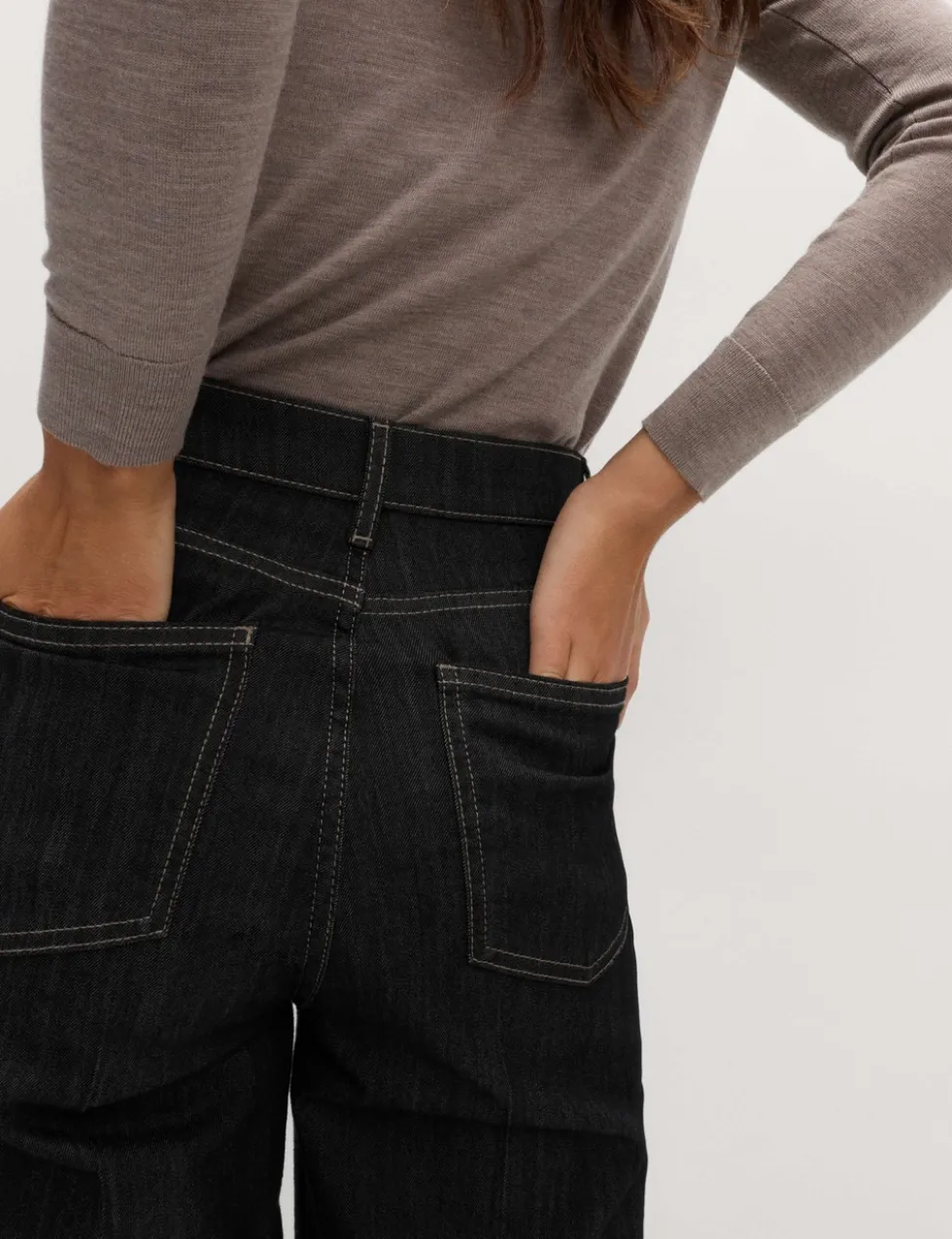 High Waisted Smart Wide Leg Jeans