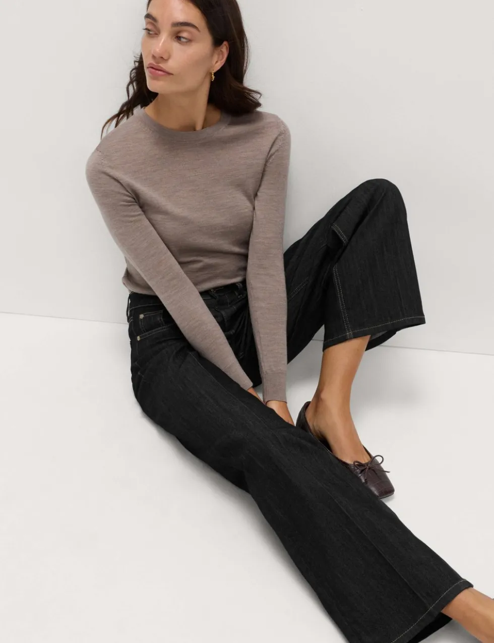 High Waisted Smart Wide Leg Jeans