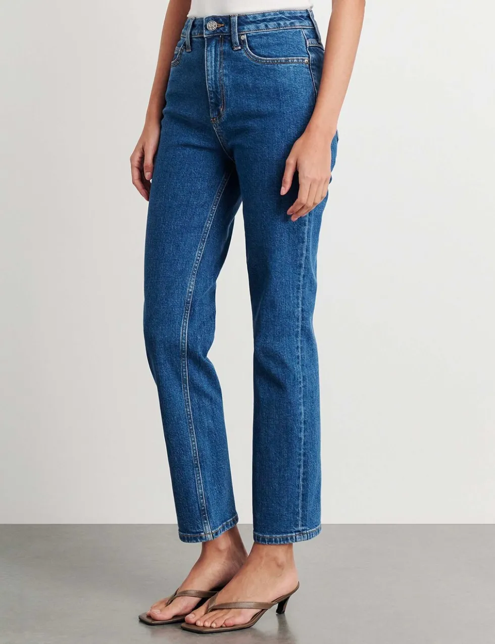 High Waisted Straight Leg Cropped Jeans