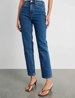 High Waisted Straight Leg Cropped Jeans