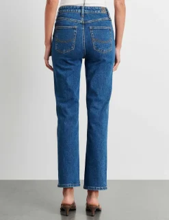 High Waisted Straight Leg Cropped Jeans