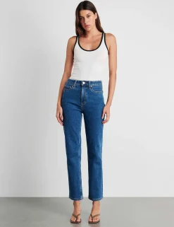 High Waisted Straight Leg Cropped Jeans