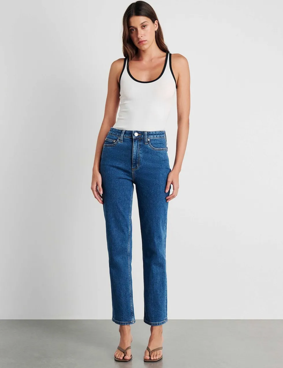 High Waisted Straight Leg Cropped Jeans