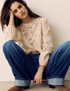 High Waisted Straight Leg Turn Up Jeans