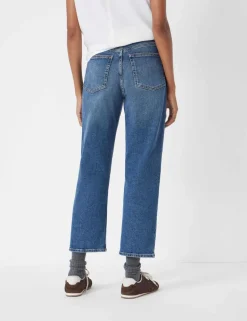 High Waisted Straight Leg Cropped Jeans