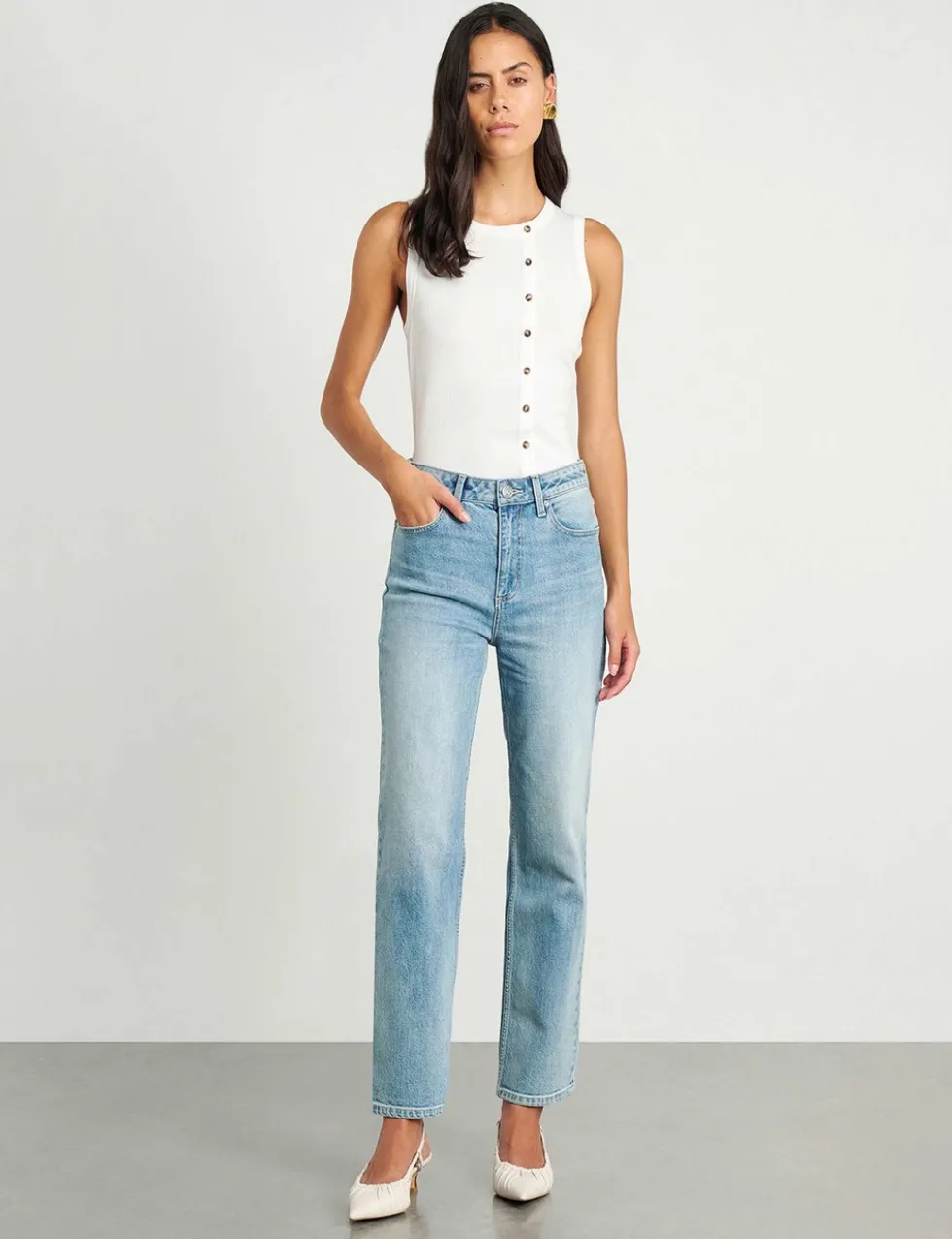 High Waisted Straight Leg Jeans