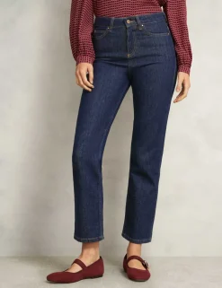 High Waisted Straight Leg Ankle Grazer Jeans
