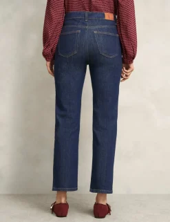 High Waisted Straight Leg Ankle Grazer Jeans