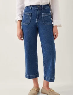 High Waisted Straight Leg Cropped Jeans