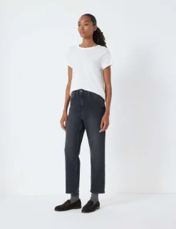 High Waisted Straight Leg Cropped Jeans