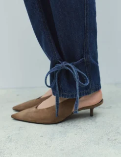 High Waisted Tie Detail Balloon Leg Jeans