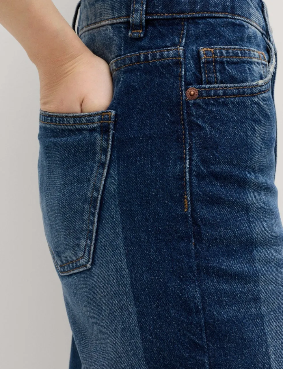 High Waisted Two Tone Wide Leg Jeans