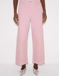 High Waisted Wide Leg Ankle Grazer Jeans