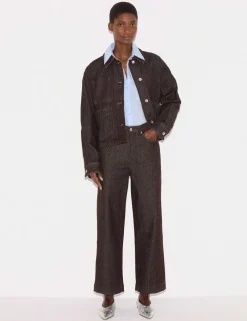 High Waisted Wide Leg Ankle Grazer Jeans