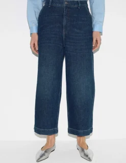 High Waisted Wide Leg Ankle Grazer Jeans