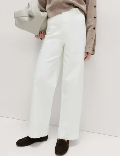 High Waisted Wide Leg Ankle Grazer Jeans
