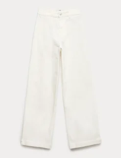 High Waisted Wide Leg Ankle Grazer Jeans