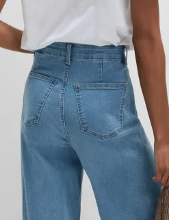 High Waisted Wide Leg Ankle Grazer Jeans