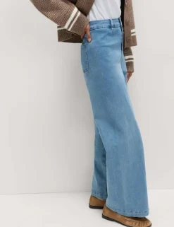 High Waisted Wide Leg Ankle Grazer Jeans