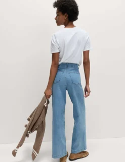 High Waisted Wide Leg Ankle Grazer Jeans