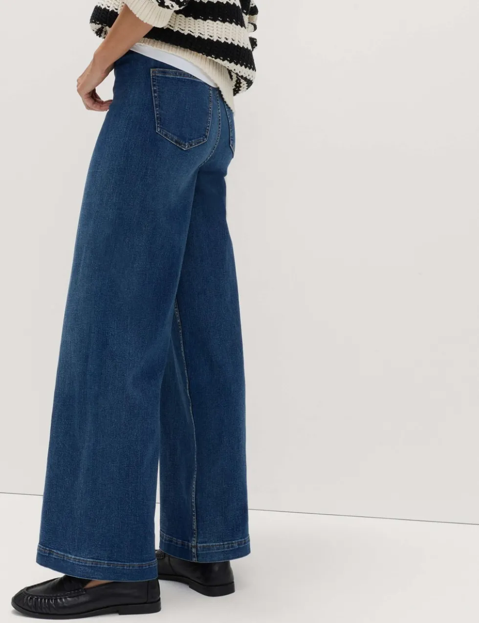 High Waisted Wide Leg Ankle Grazer Jeans
