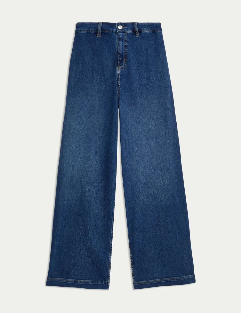High Waisted Wide Leg Ankle Grazer Jeans