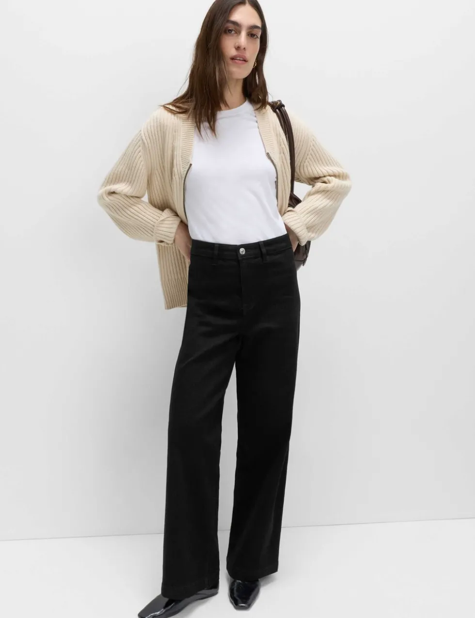 High Waisted Wide Leg Ankle Grazer Jeans