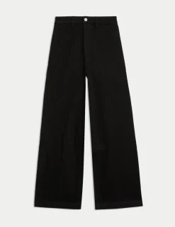High Waisted Wide Leg Ankle Grazer Jeans