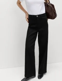 High Waisted Wide Leg Ankle Grazer Jeans