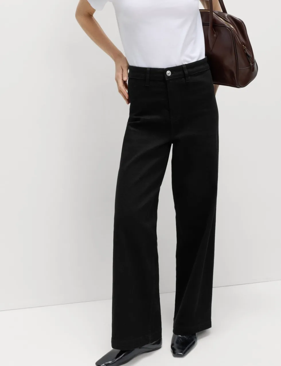 High Waisted Wide Leg Ankle Grazer Jeans