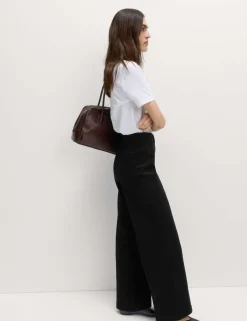 High Waisted Wide Leg Ankle Grazer Jeans