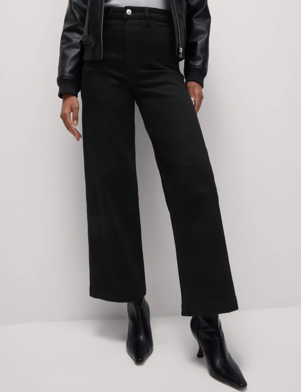 High Waisted Wide Leg Ankle Grazer Jeans