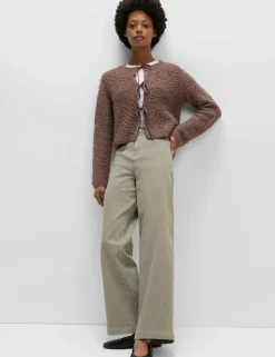High Waisted Wide Leg Ankle Grazer Jeans