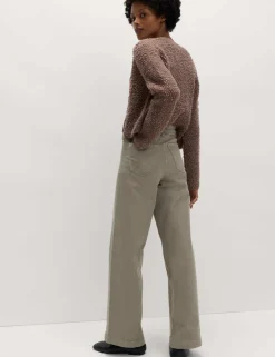 High Waisted Wide Leg Ankle Grazer Jeans
