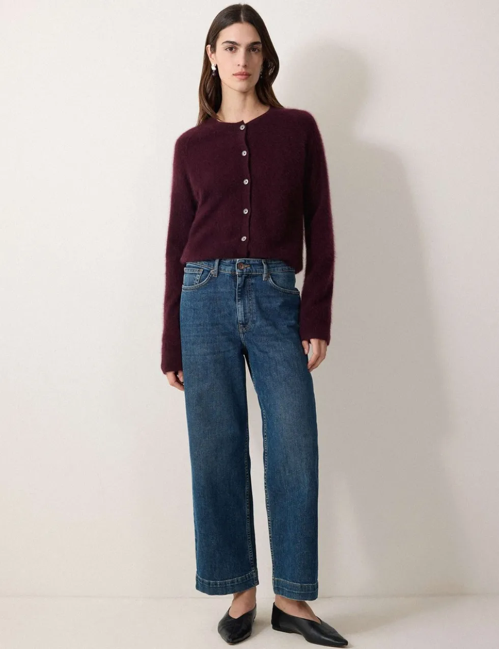 High Waisted Wide Leg Ankle Grazer Jeans
