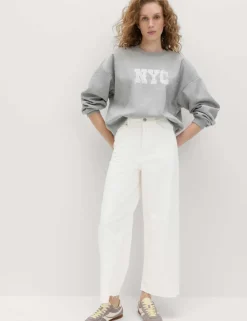 High Waisted Wide Leg Cropped Jeans
