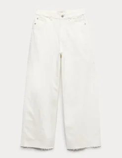 High Waisted Wide Leg Cropped Jeans