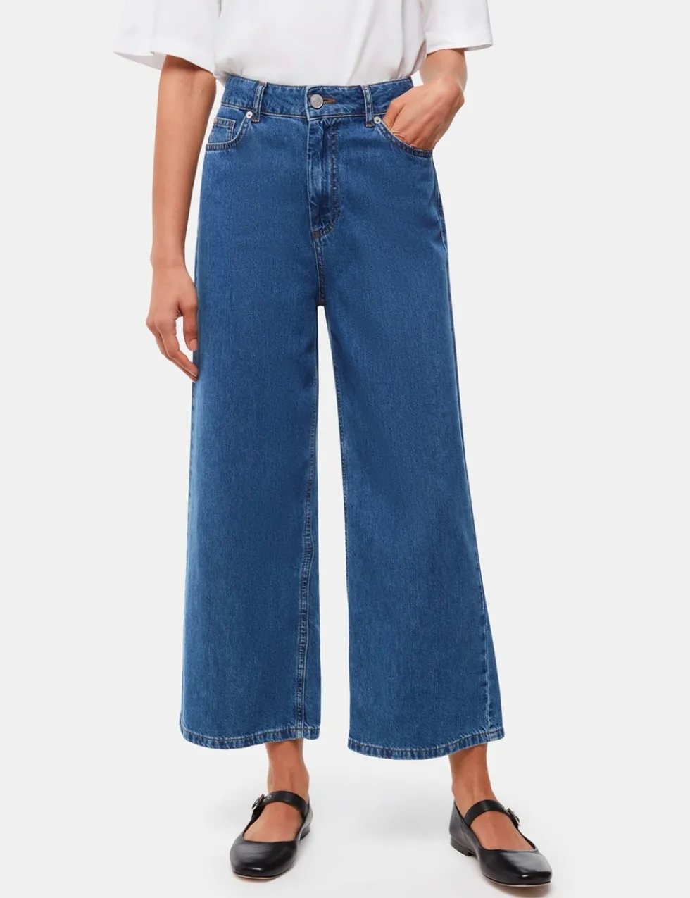 High Waisted Wide Leg Cropped Jeans