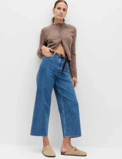 High Waisted Wide Leg Cropped Jeans