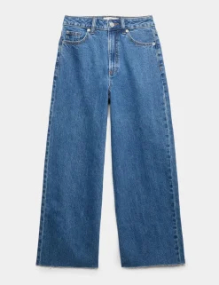 High Waisted Wide Leg Cropped Jeans