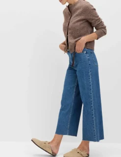 High Waisted Wide Leg Cropped Jeans