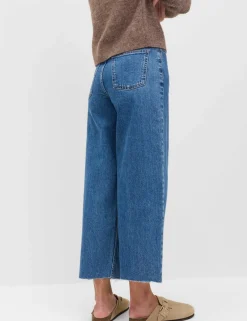 High Waisted Wide Leg Cropped Jeans